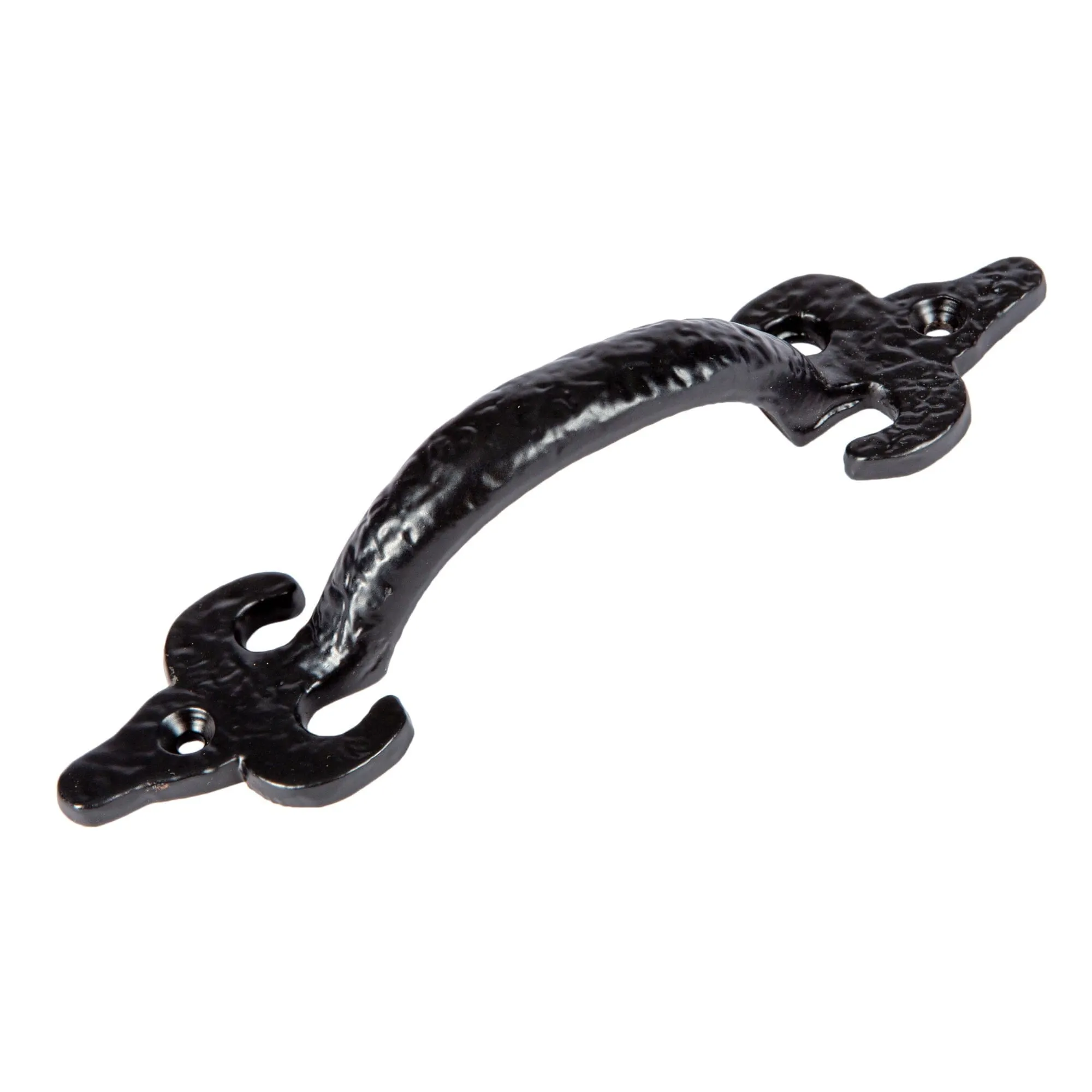 155mm Black Antique Fleur De Lis Door Handle - By Hammer & Tongs