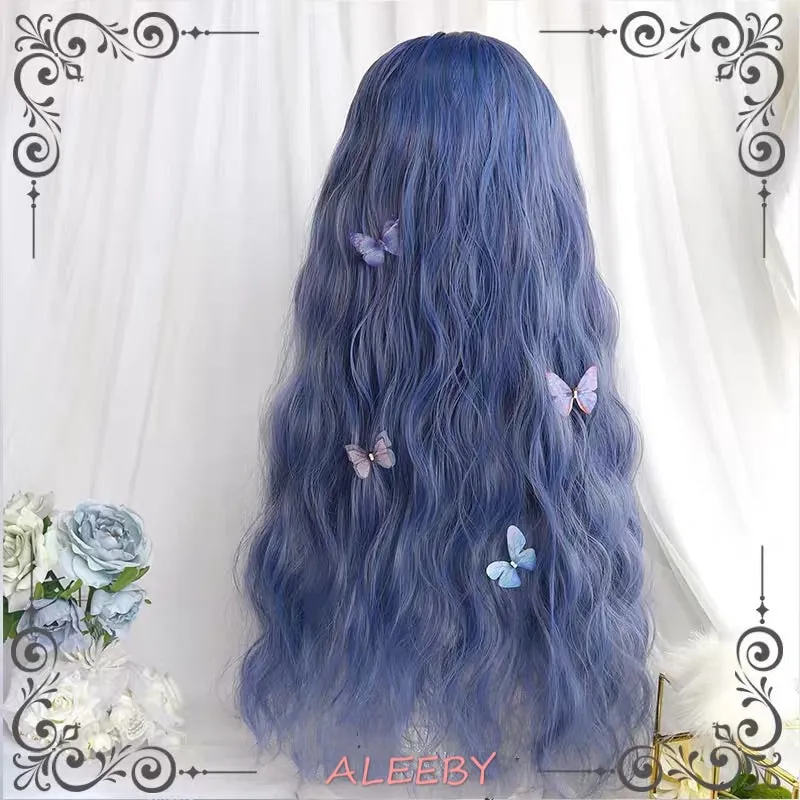 2020 ALEEBY BLUE WATER WAVE AIR BANGS LONG CURLY WIG BY42003