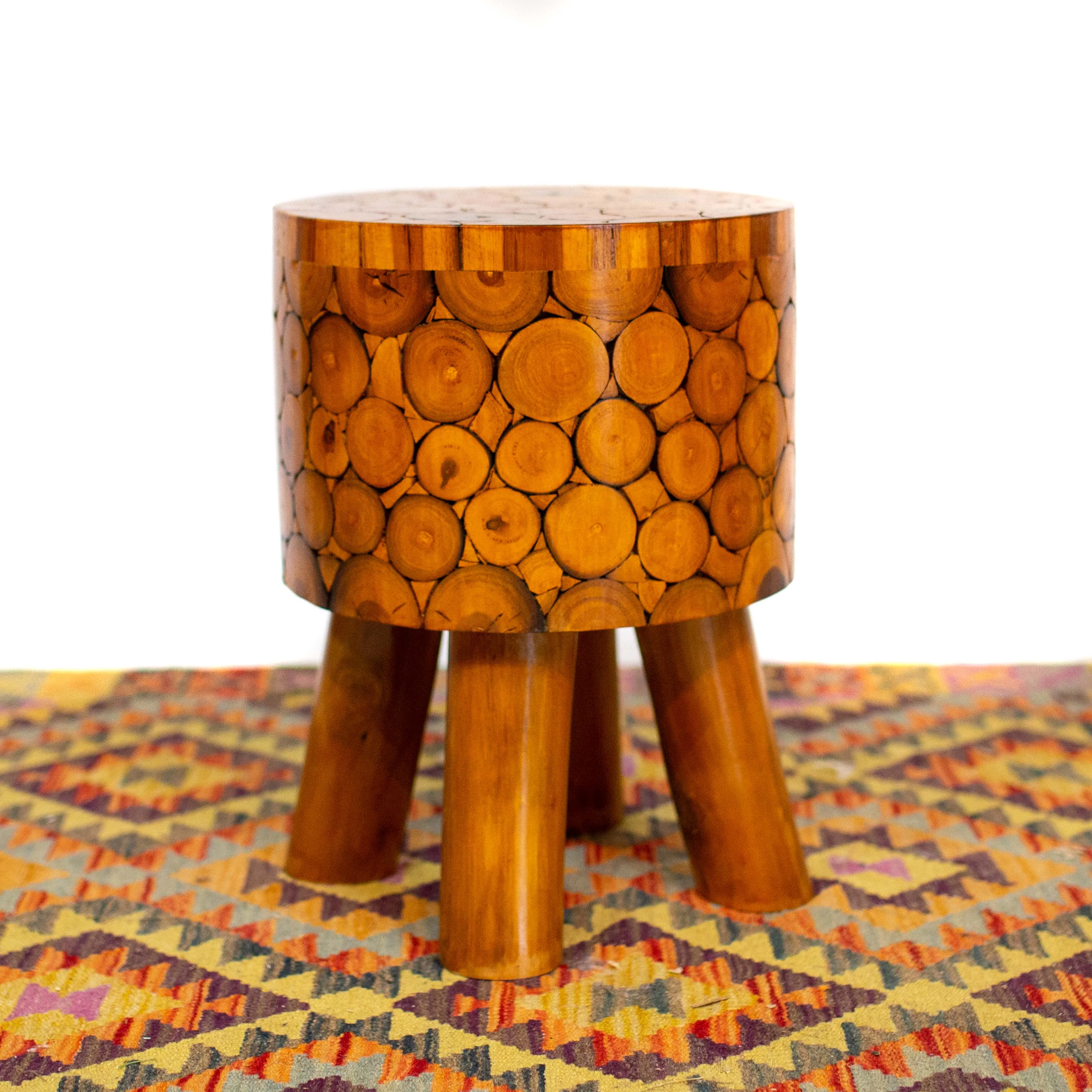 4 Leg Wood Coin Clad Stool