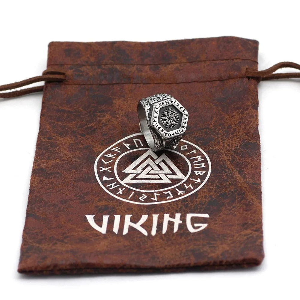 Bague boussole runique Vegvisir