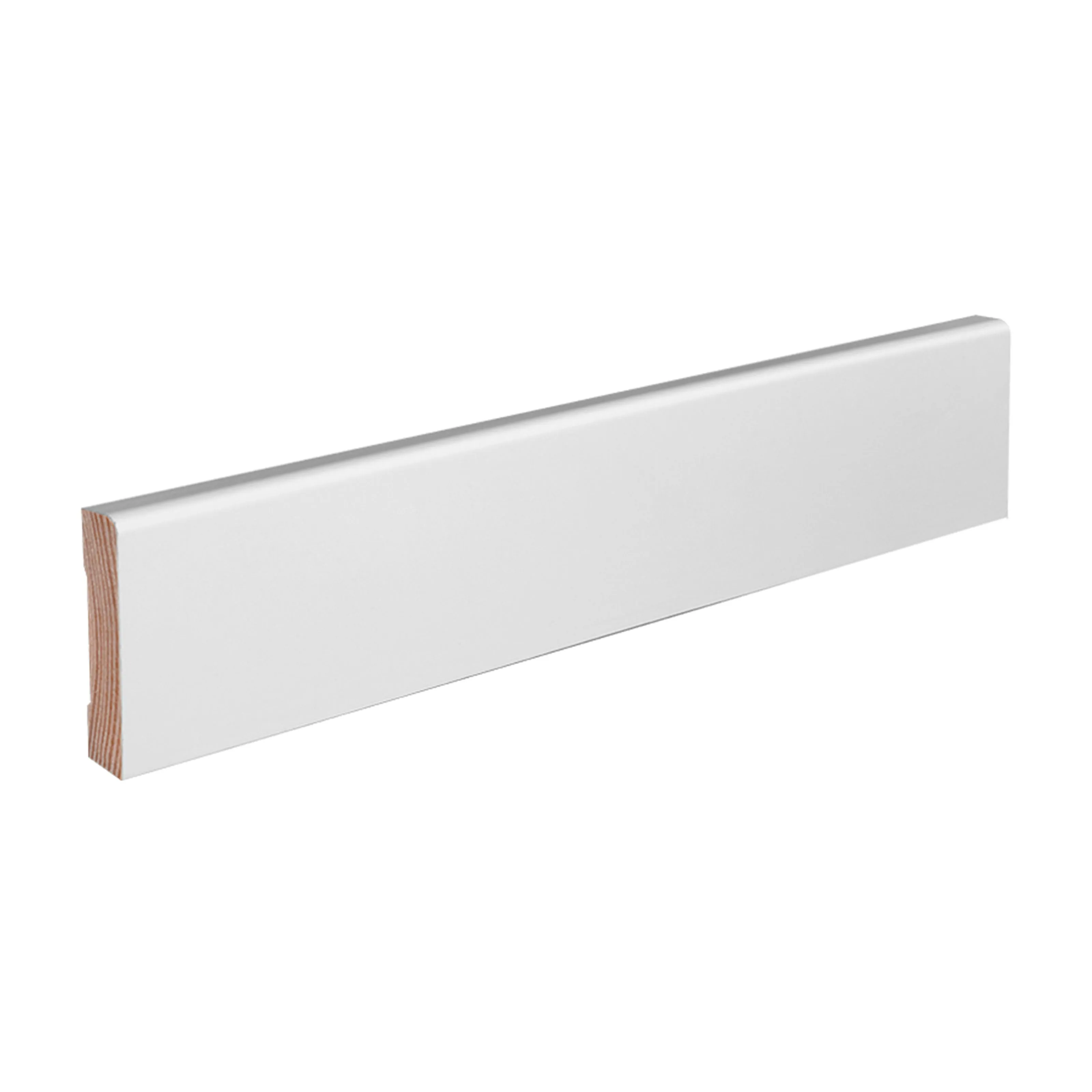 Battiscopa PREMIUM in legno MASSELLO squadrato 95x12 laccato bianco liscio (prezzo al metro)