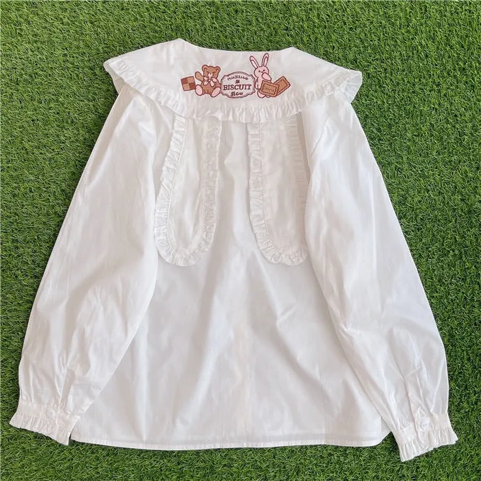 CUTE BUNNY EARS EMBROIDERY SHIRT BY39001