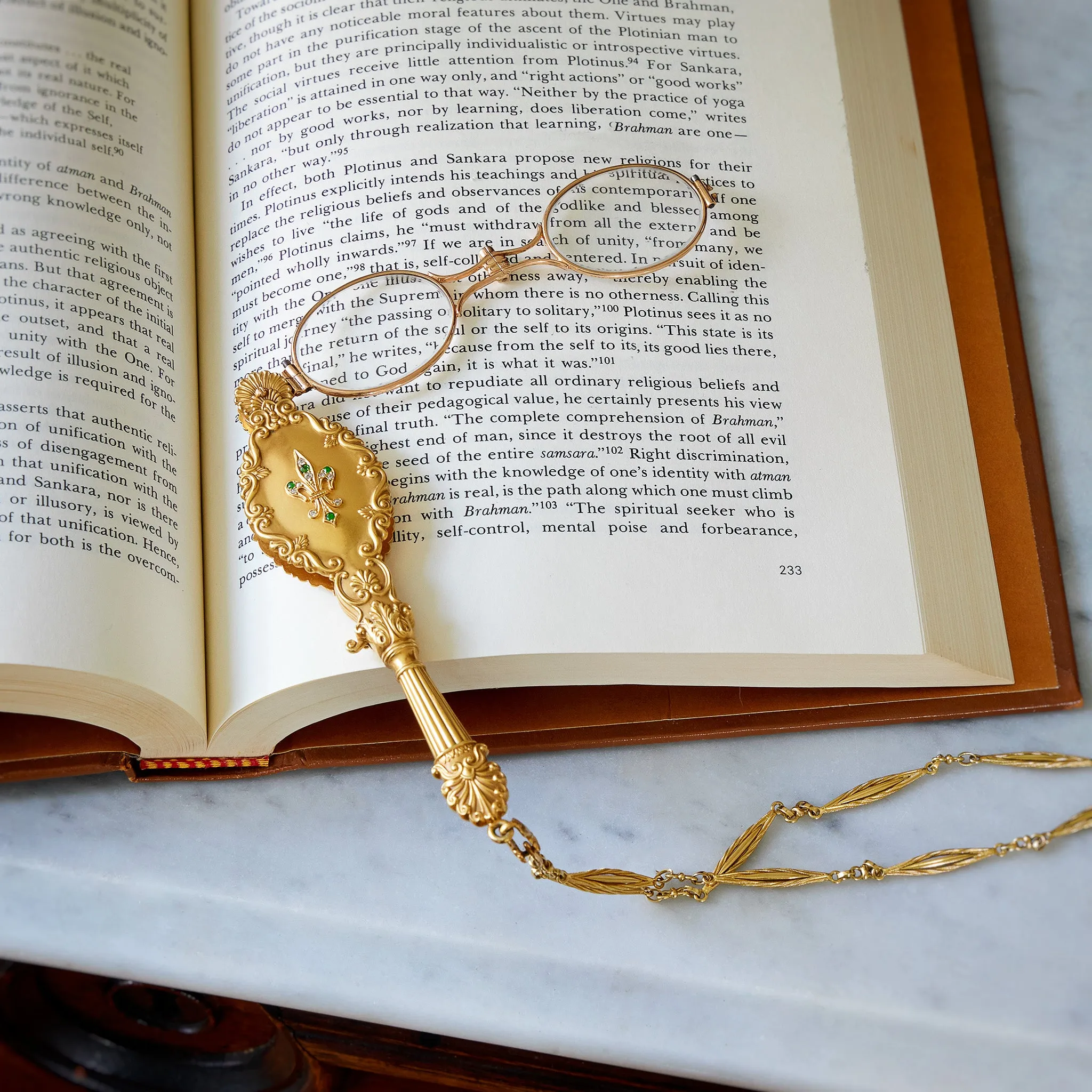 Demantoid Garnet and Diamond Lorgnette Necklace