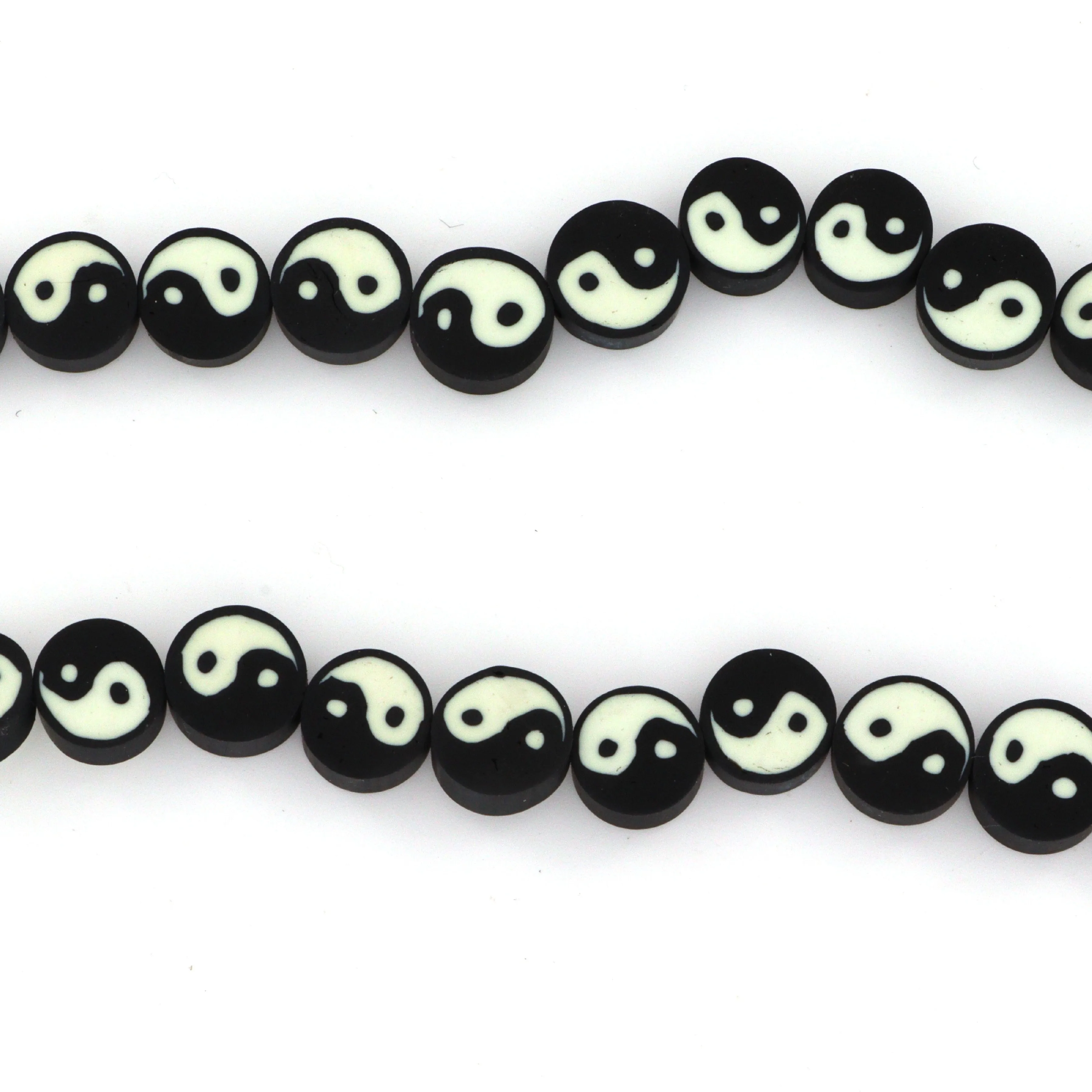 Diverse Perler, Yin og Yang Gummiperle, 10 x 4mm