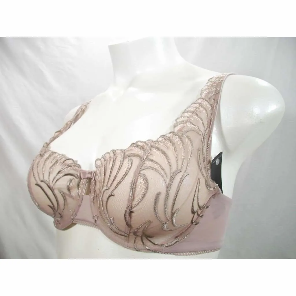 Felina 110040 Lana Embroidered Unlined Plunge Balconette Underwire Bra 38D Mocha