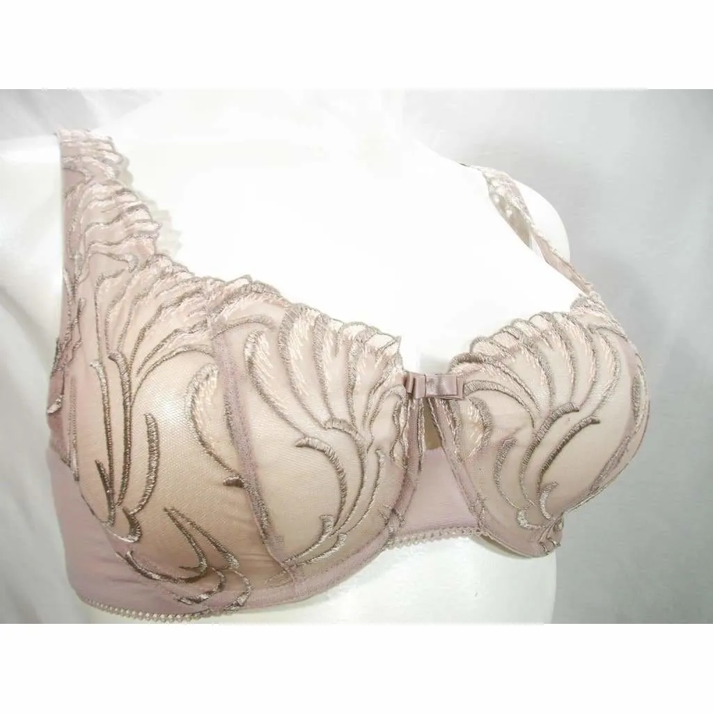 Felina 110040 Lana Embroidered Unlined Plunge Balconette Underwire Bra 38D Mocha