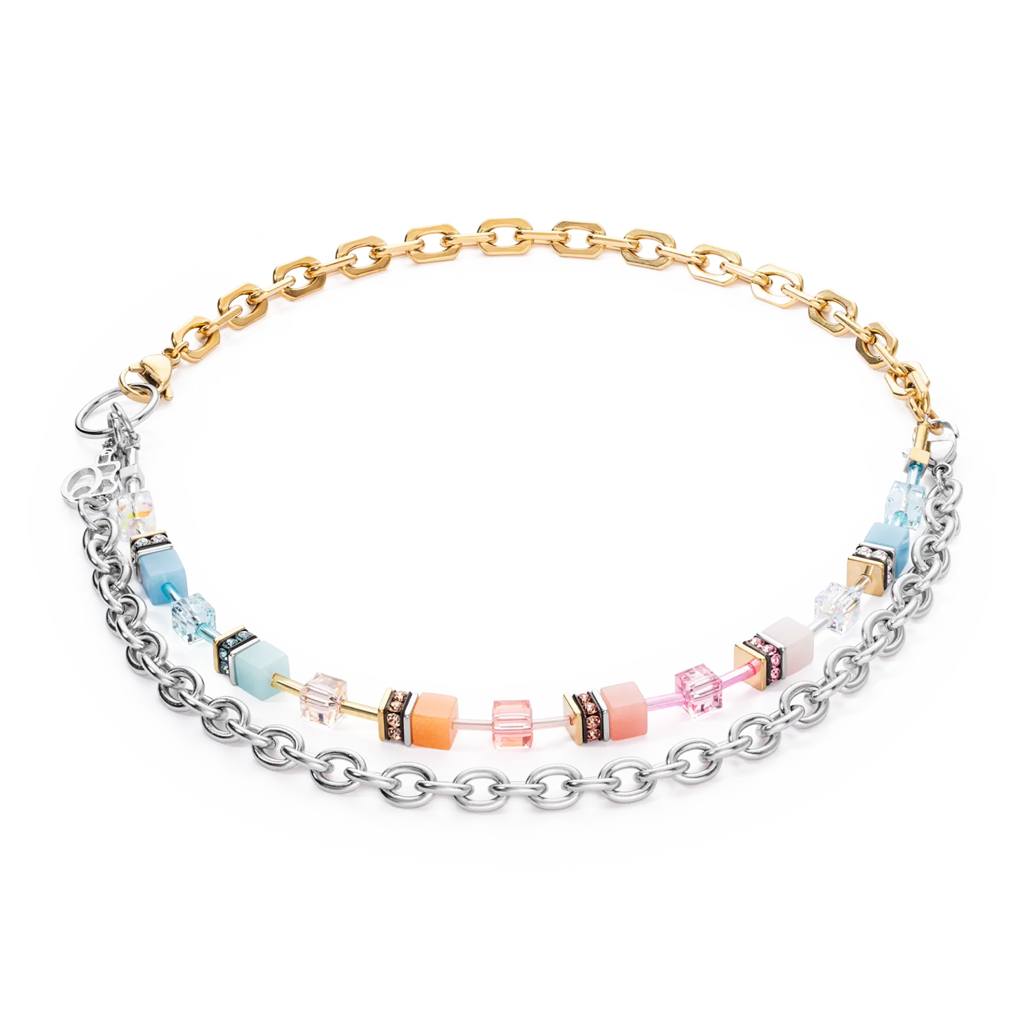 GeoCUBE® Iconic Fusion Chain necklace aqua-apricot