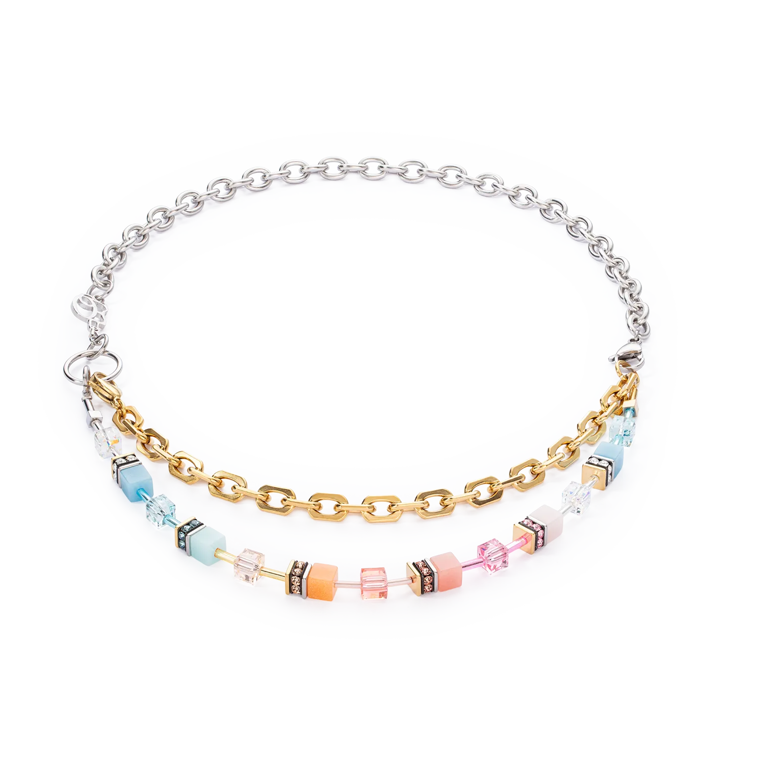 GeoCUBE® Iconic Fusion Chain necklace aqua-apricot