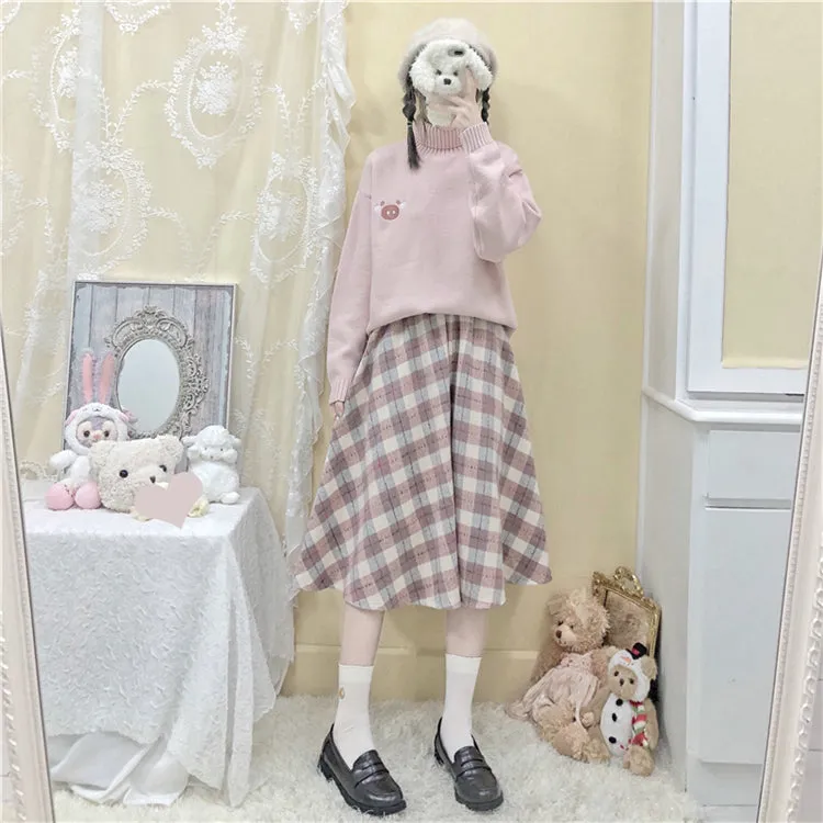 JAPANESE WOOL PLAID MID-LENGTH SKIRT BY63133