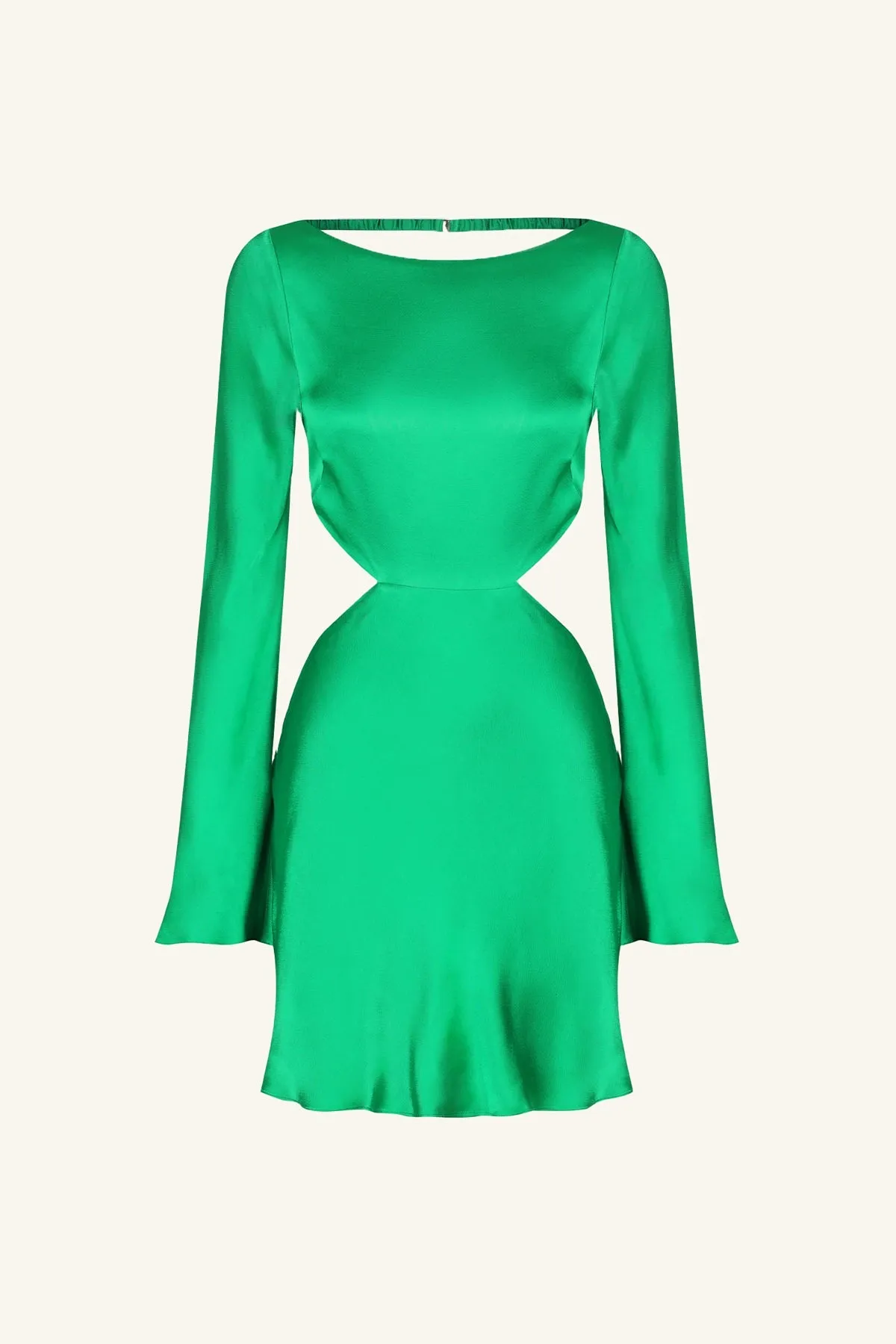 LANA LONG SLEEVE OPEN BACK MINI DRESS - TREE GREEN