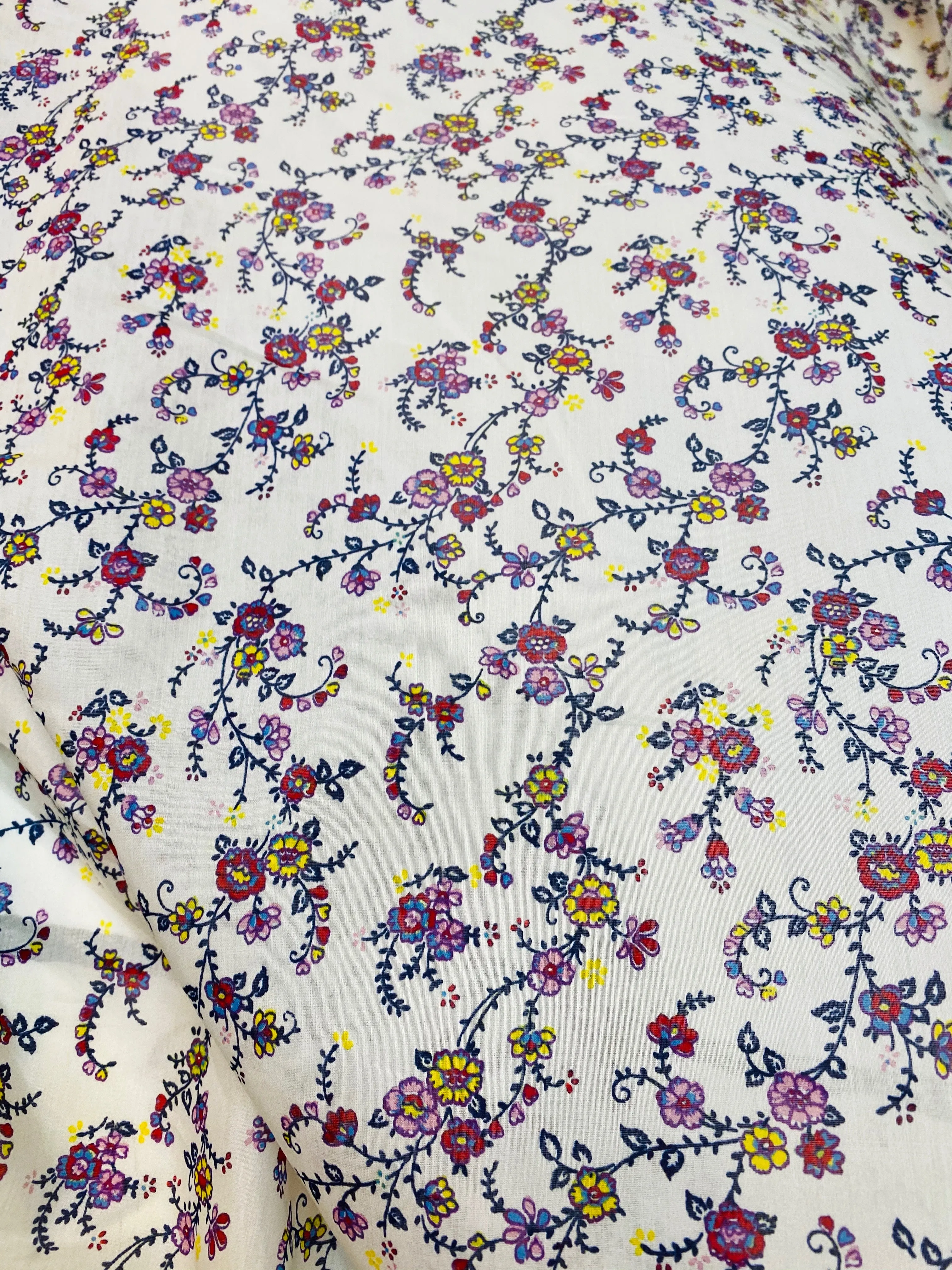 NEW Designer White Cotton Silk Floral Woven Dress Shirt Fabric