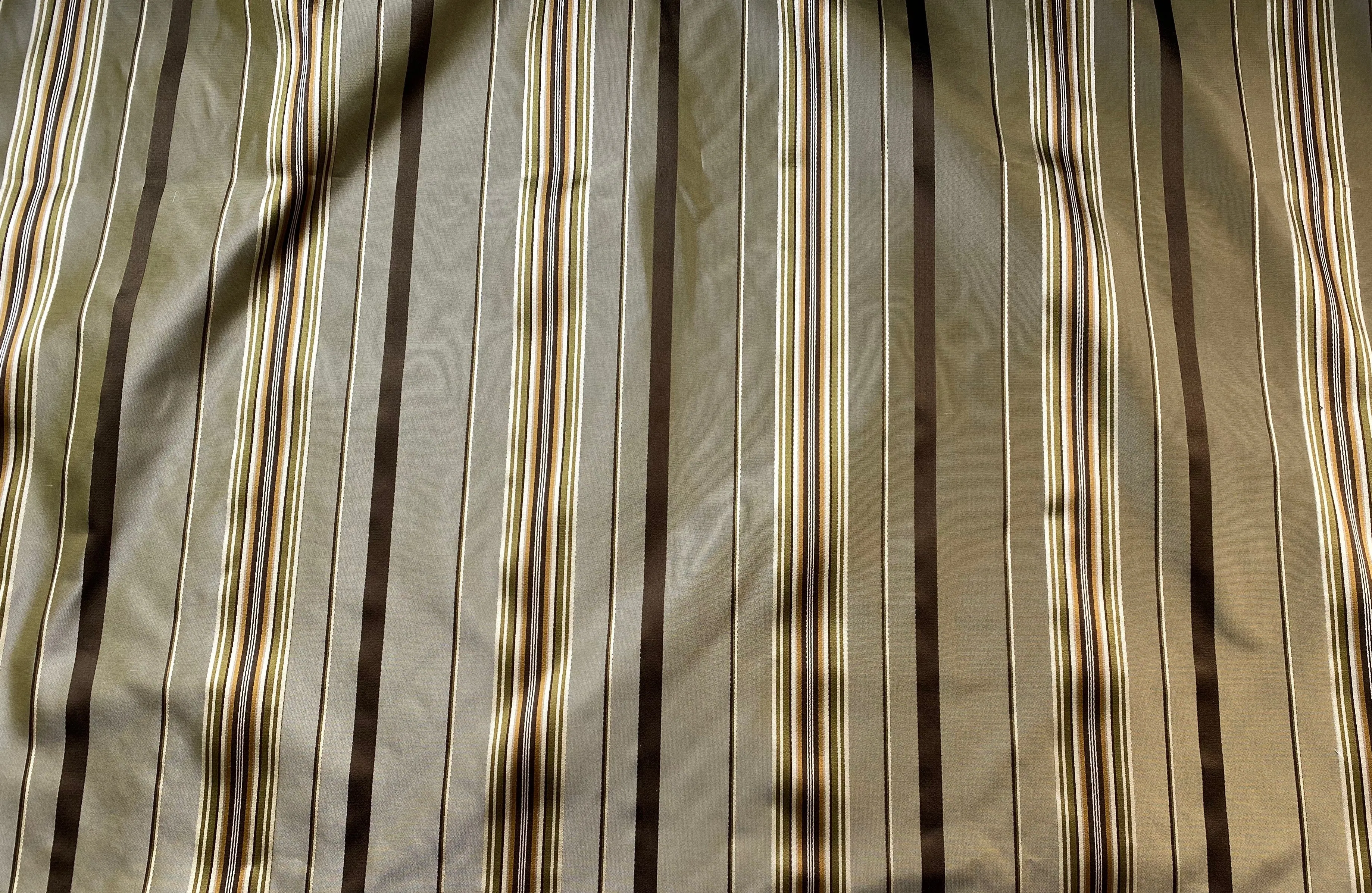 NEW Lady Grace Designer 100% Silk Fabric with Tone on Tone Olive Green & Gold Ribbon Stripes