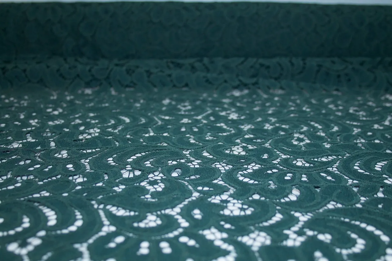 NY Designer Guipure Lace - Forest Green