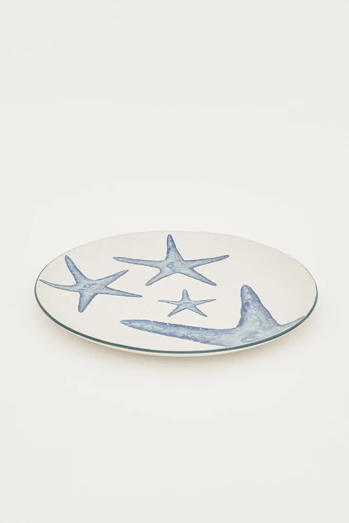 Plato de cerámica grande con estrellas de mar