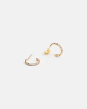 Small Pavé Hoops in 14k Gold with lab grown Diamonds